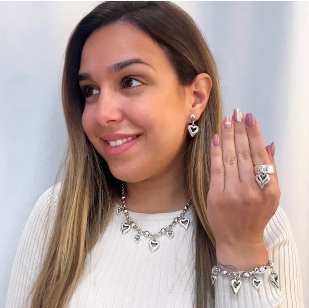 Silver Heart Set Tucco Jewelry