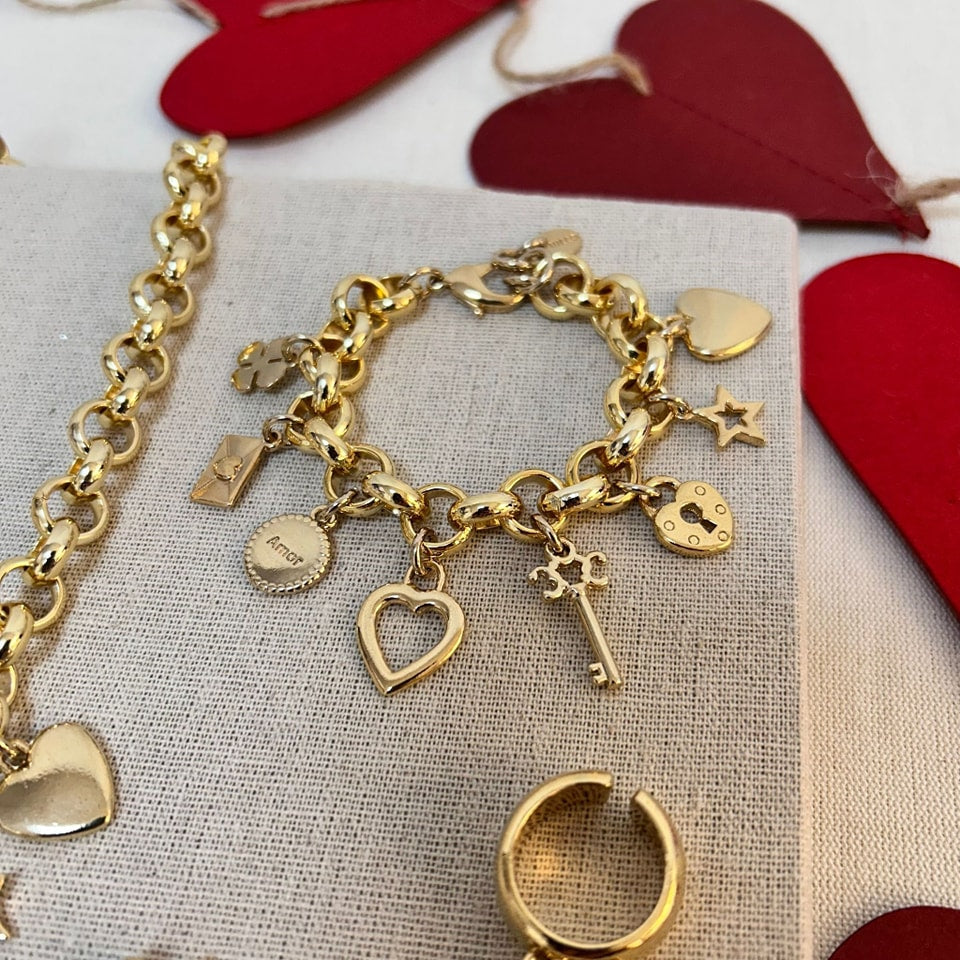Gold Charms Heart and Key by Tucco