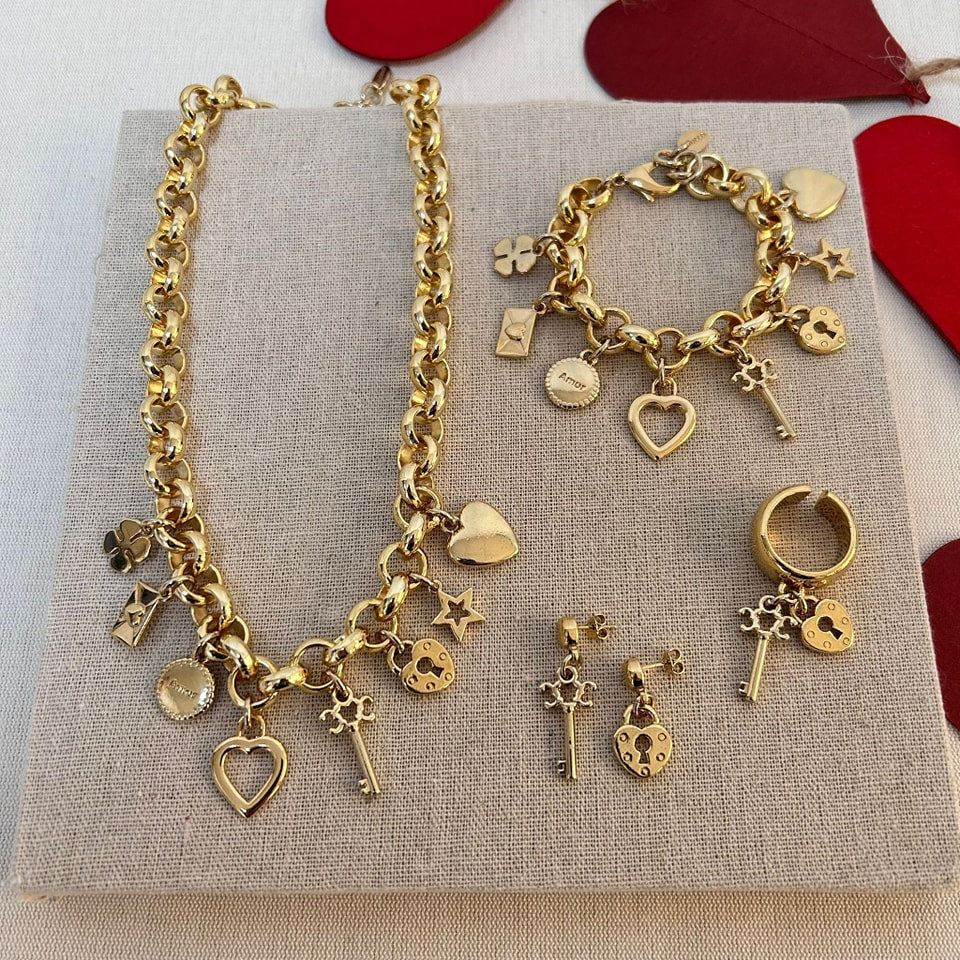 Gold Charms Heart and Key by Tucco