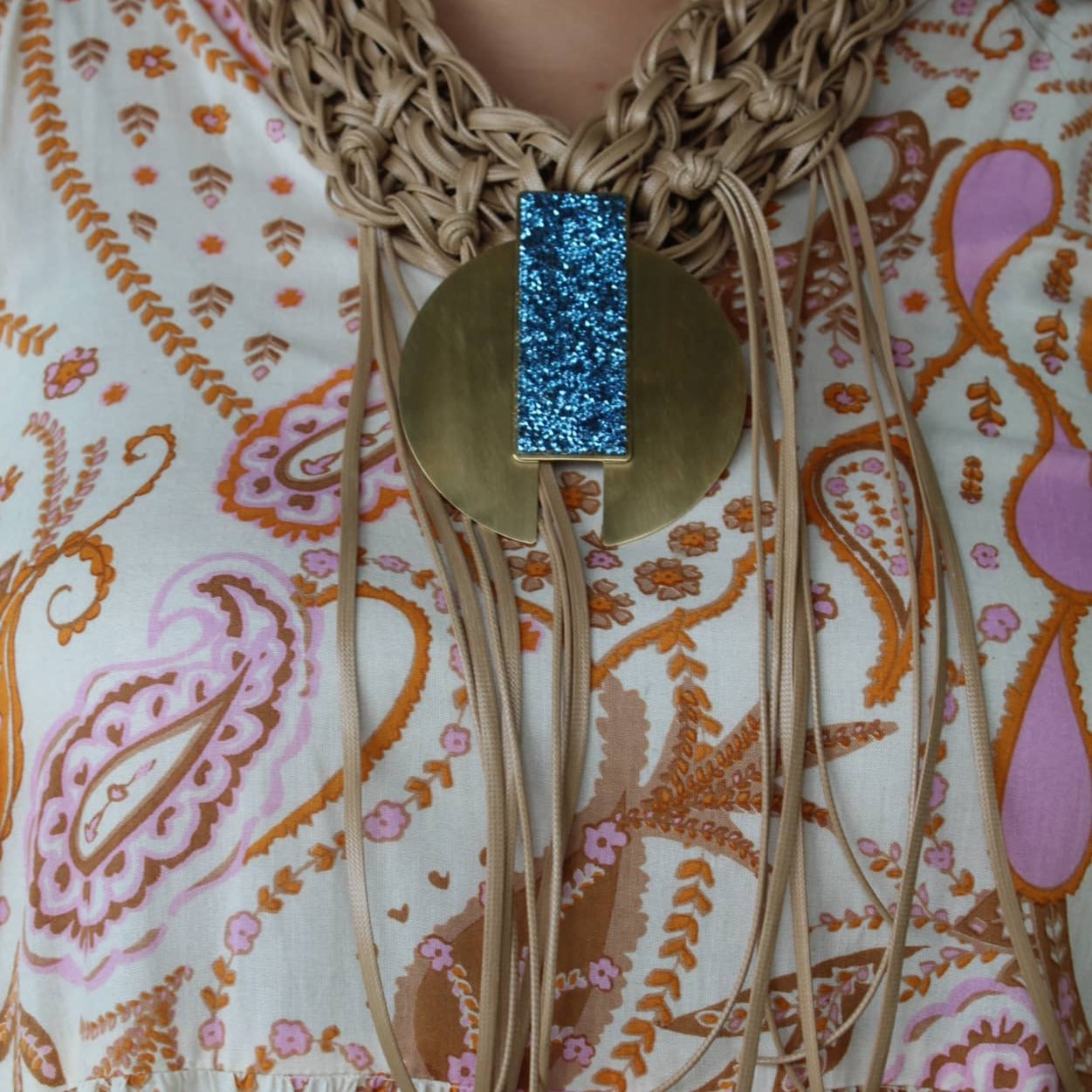 Cerulean Gold plated necklace with crystals by Katerina Vassou