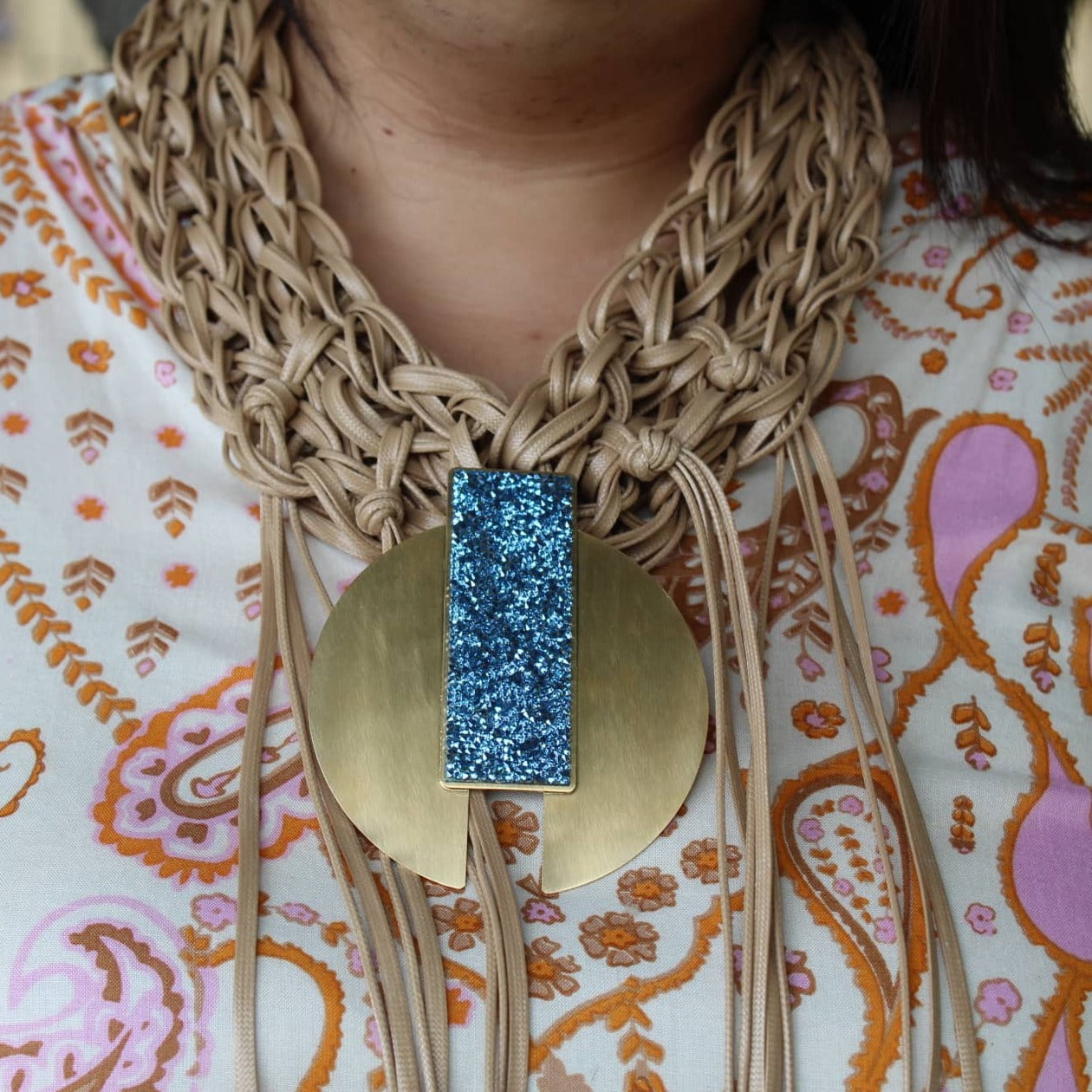 Cerulean Gold plated necklace with crystals by Katerina Vassou