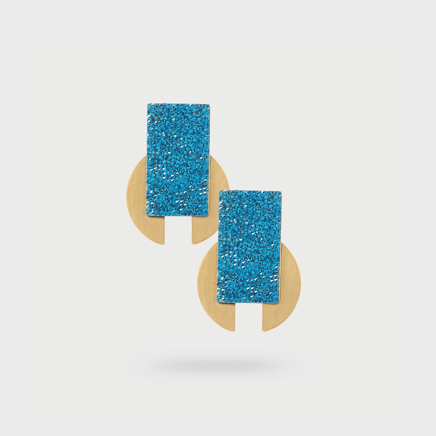 Cerulean Gold plated earrings with crystals by Katerina Vassou