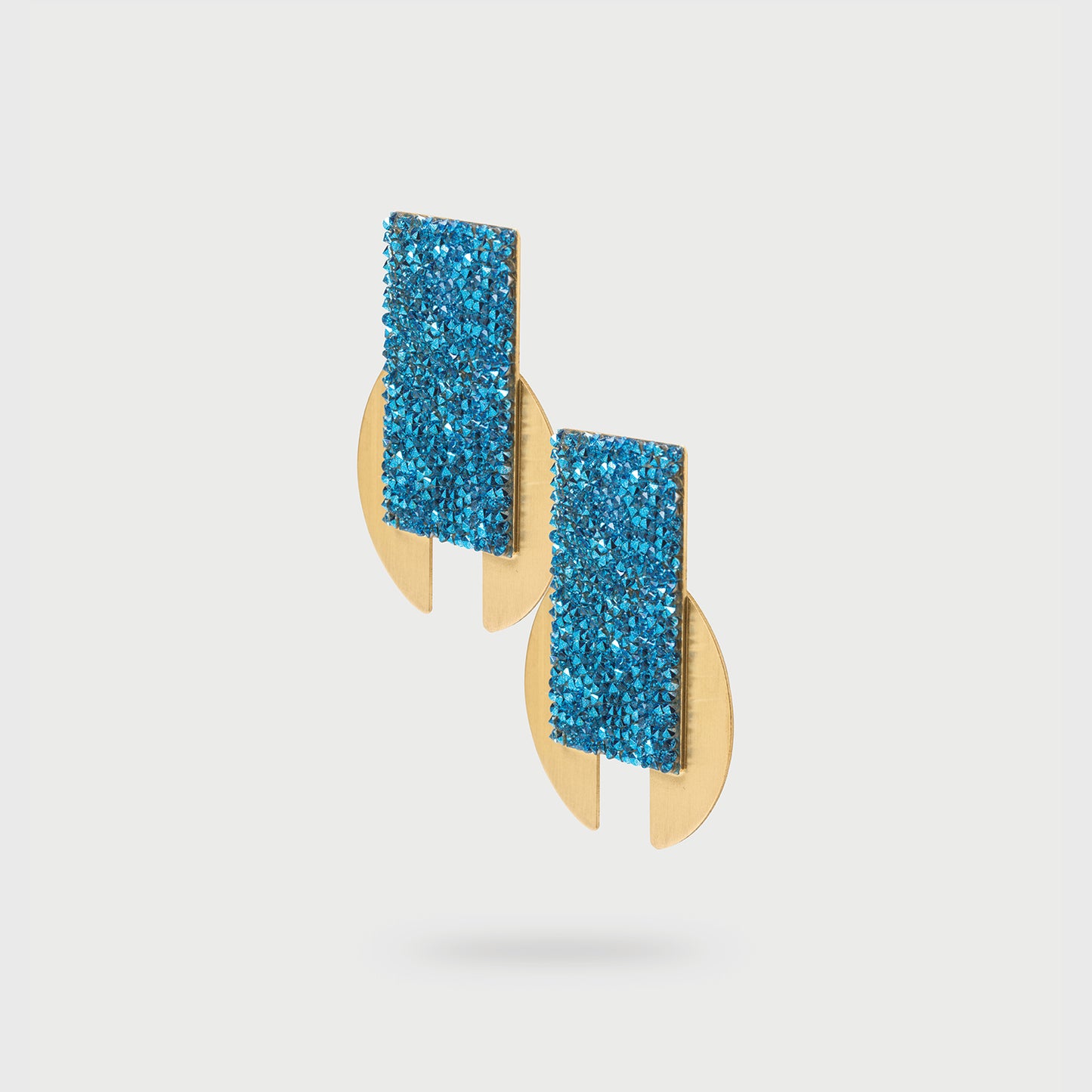 Cerulean Gold plated earrings with crystals by Katerina Vassou