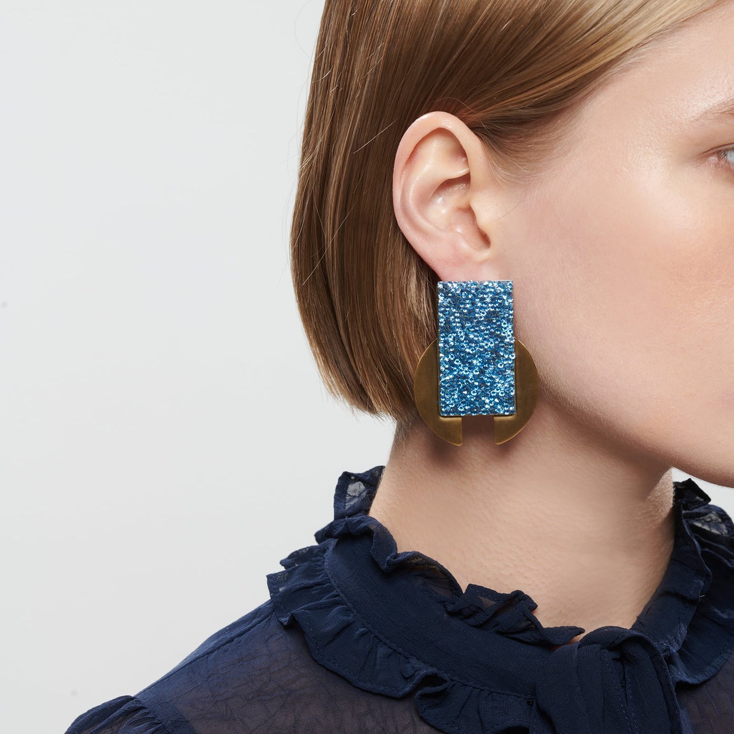 Cerulean Gold plated earrings with crystals by Katerina Vassou