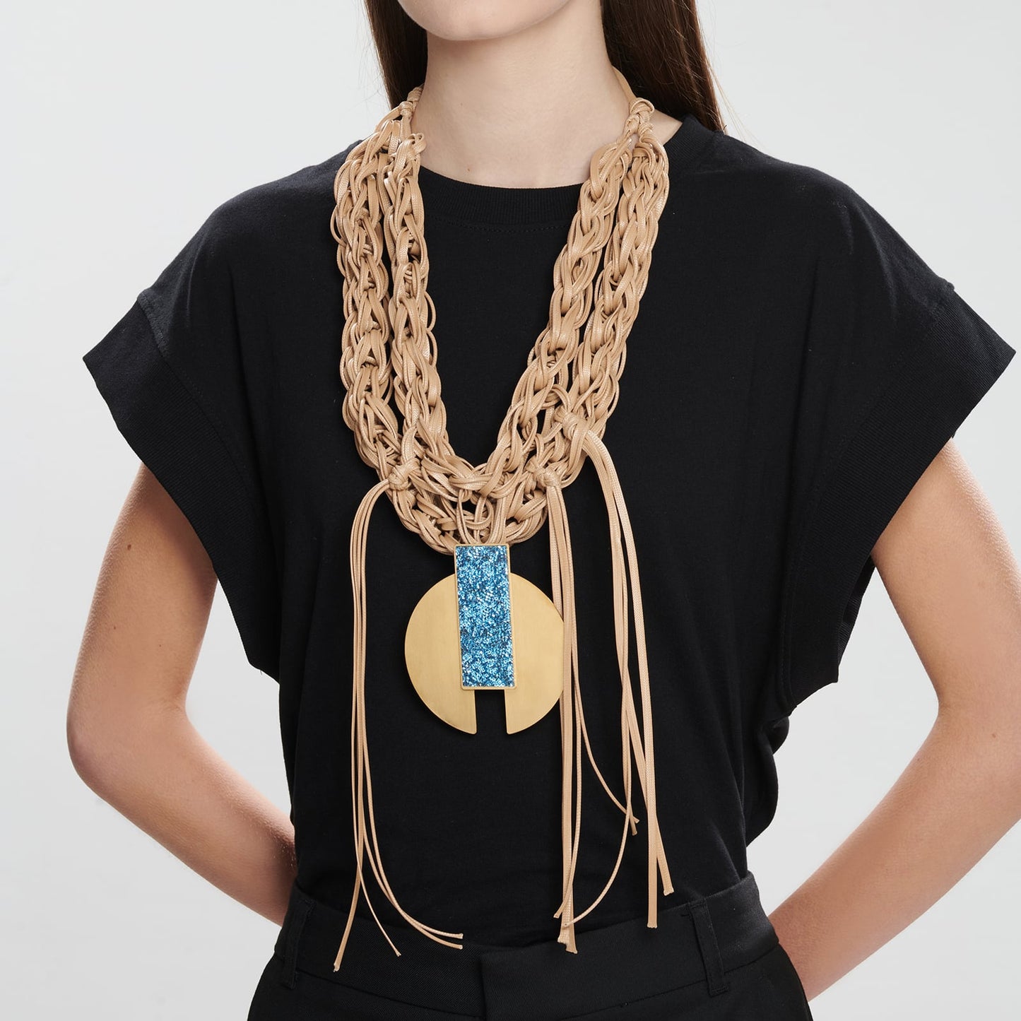 Cerulean Gold plated necklace with crystals by Katerina Vassou