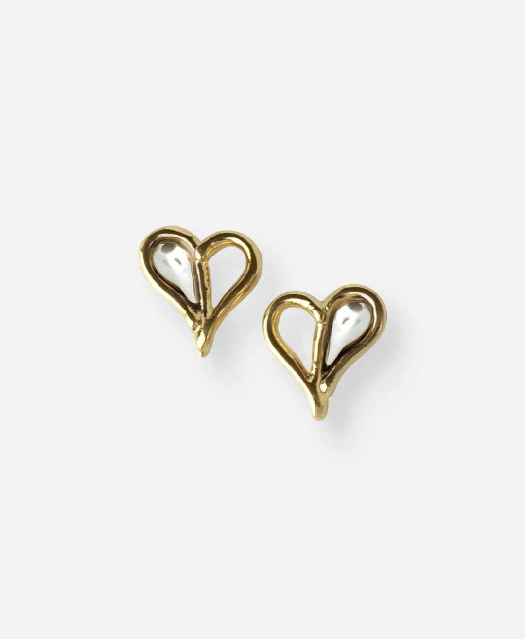 Bicolor Gold Heart Passion Earrings Tralará