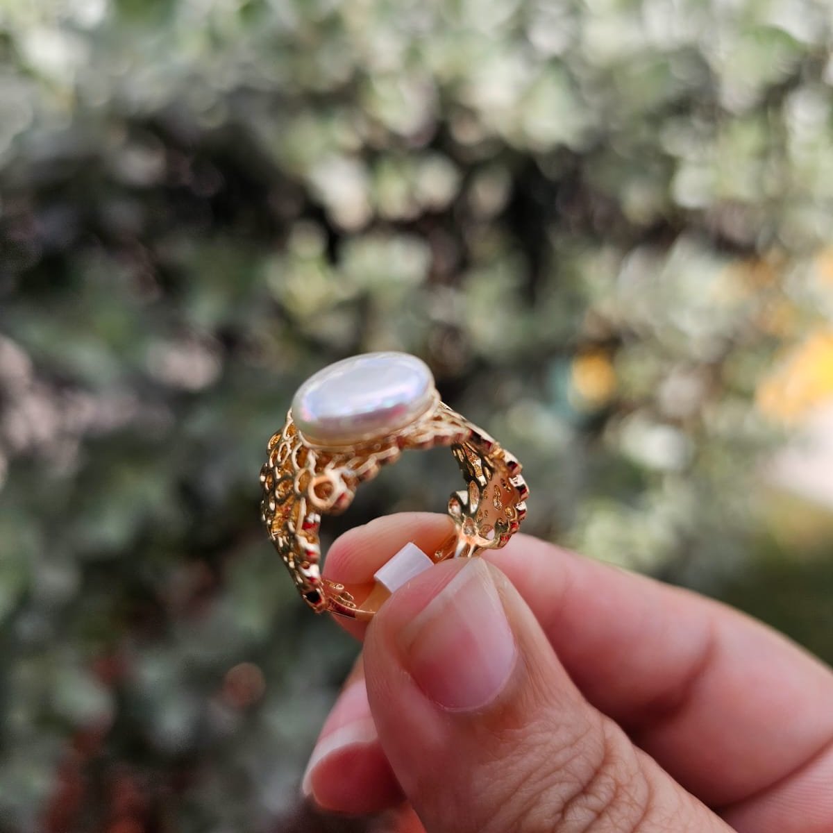 Pearl Gold Ring Madre Perla