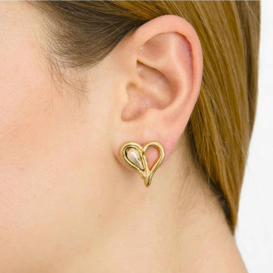 Bicolor Gold Heart Passion Earrings Tralará