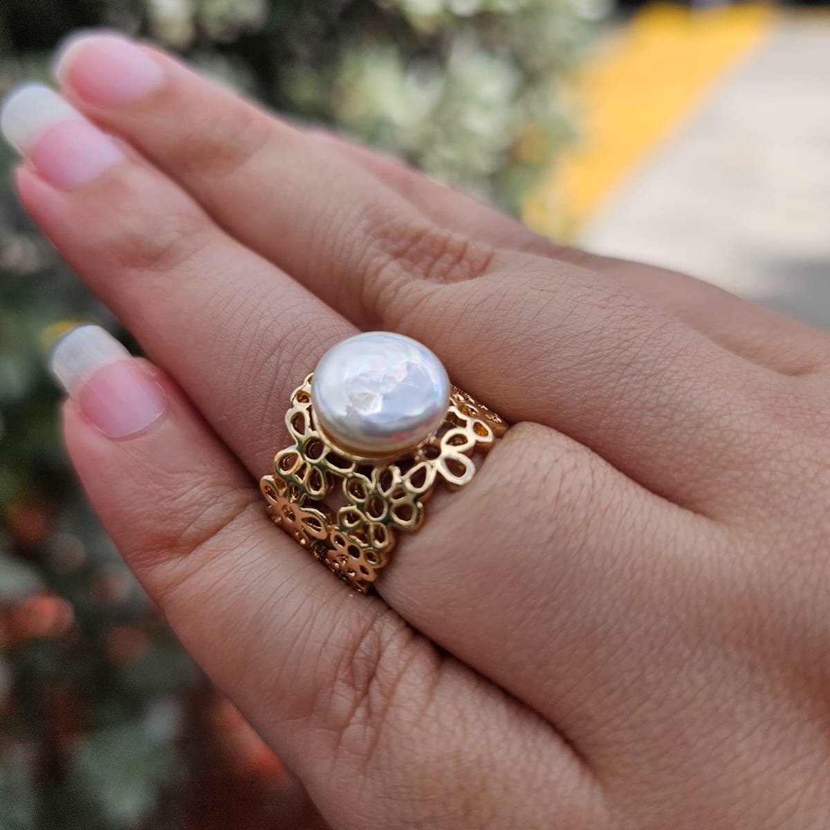 Pearl Gold Ring Madre Perla