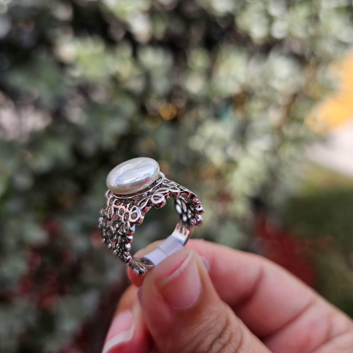 Pearl Silver Ring Madre Perla