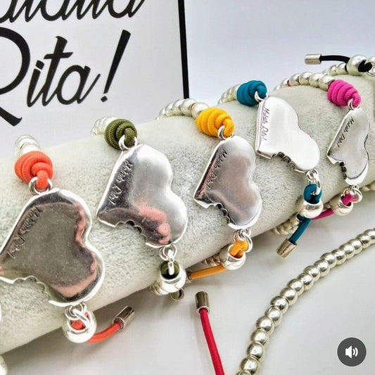 Silver and Color Cord Bitten Heart Jewelry Set Maldita Rita