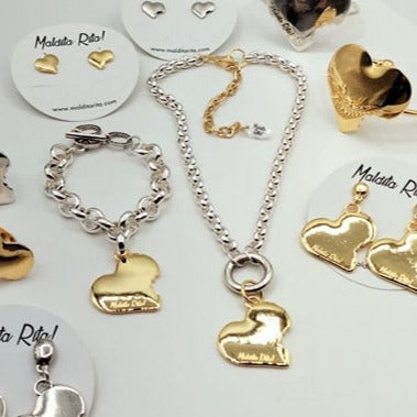 Bicolor Bitten Heart Jewelry Sets Maldita Rita