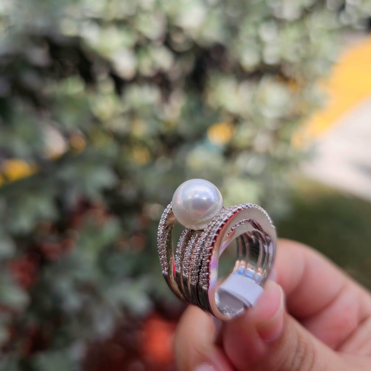 Pearl Silver Ring Madre Perla