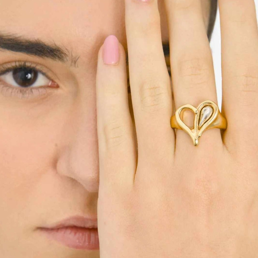 Bicolor Gold Heart Passion Ring Tralará