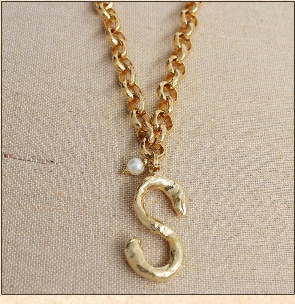 Pre-Order of Tralará Gold Color Necklace and Bracelet with Large Initial