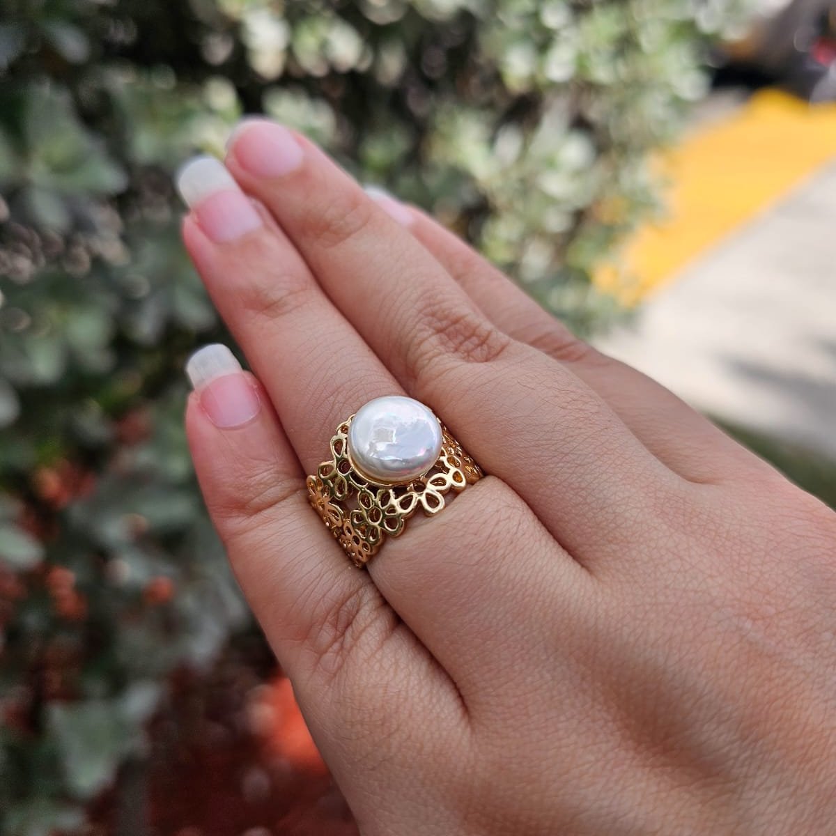 Pearl Gold Ring Madre Perla