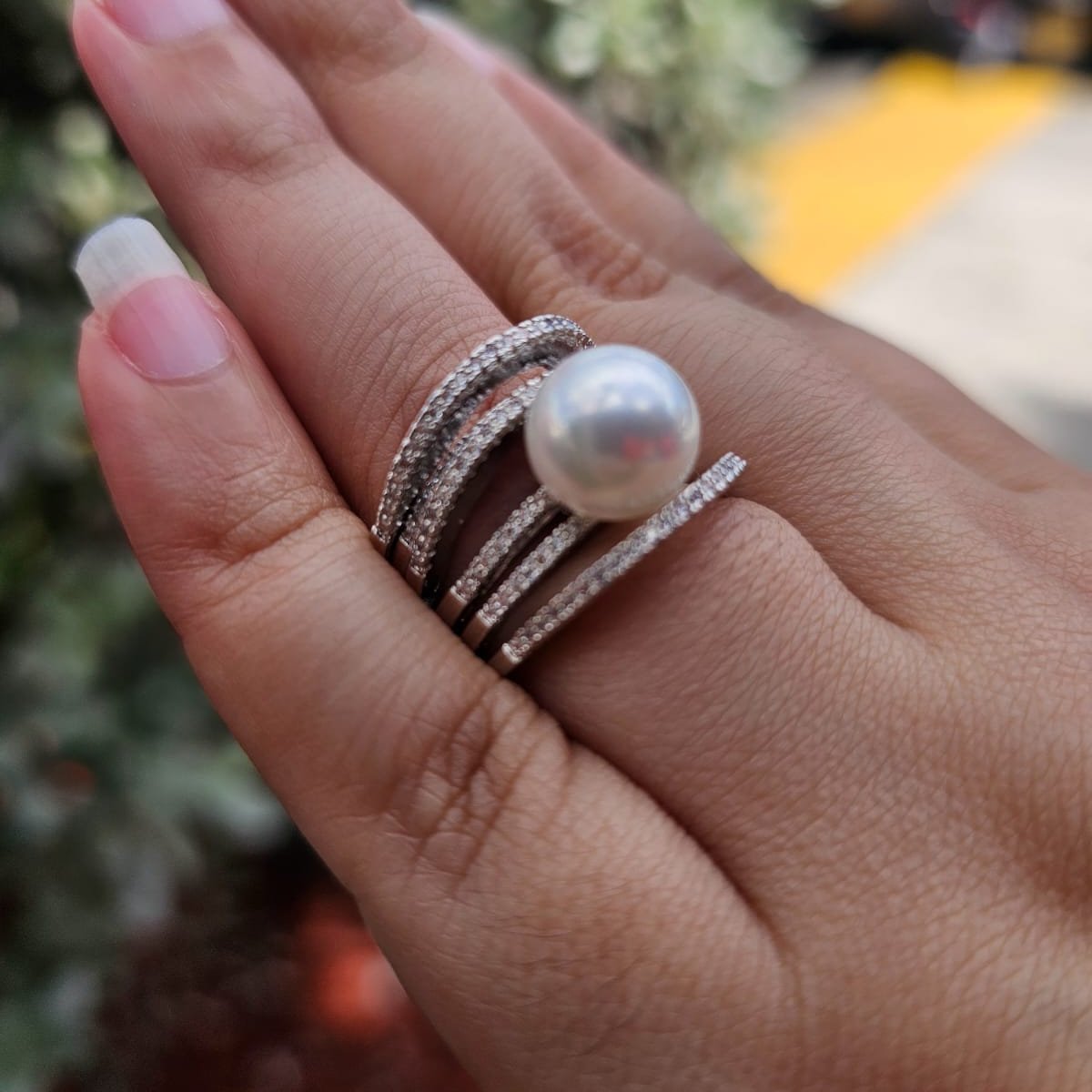 Pearl Silver Ring Madre Perla