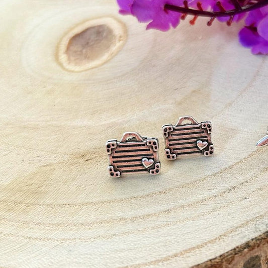 Silver Travel Suitcase Earrings Tucco
