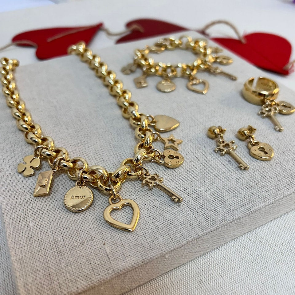 Gold  Charms Heart and Key by Tucco