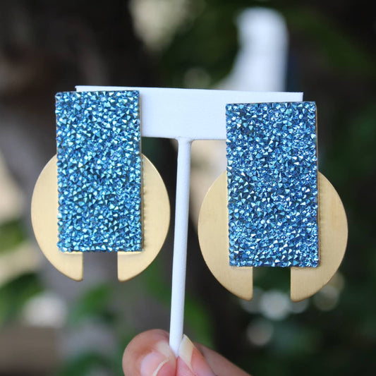 Cerulean Gold plated earrings with crystals by Katerina Vassou
